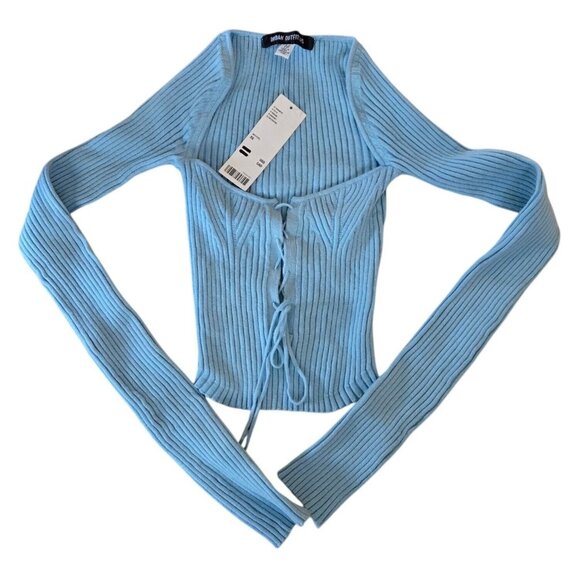 Urban Outfitters Elianna Cropped Lace-Up Sweater - Picture 2 of 7